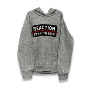 Kenneth Cole Reaction Pullover Hoodie Ribbed Cuffs Long Sleeve Gray 10-12 NWOT